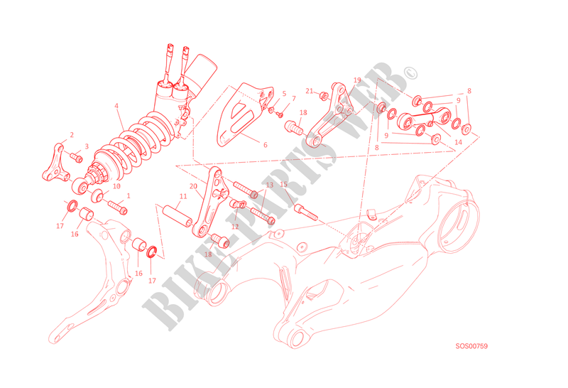 SUSPENSION TRASERA para Ducati 1299 Panigale S 2015