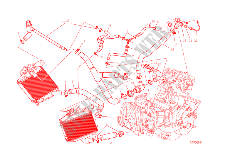 CIRCUITO REFRIGERADOR para Ducati Diavel 1200 Carbon 2015