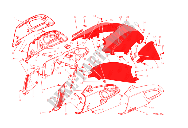CUBIERTA DESPOSITO para Ducati Diavel 1200 Carbon 2015
