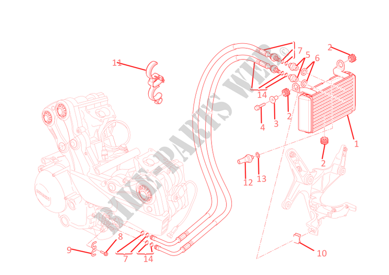 RADIADOR DE ACEITE para Ducati Multistrada 1200 ABS 2011