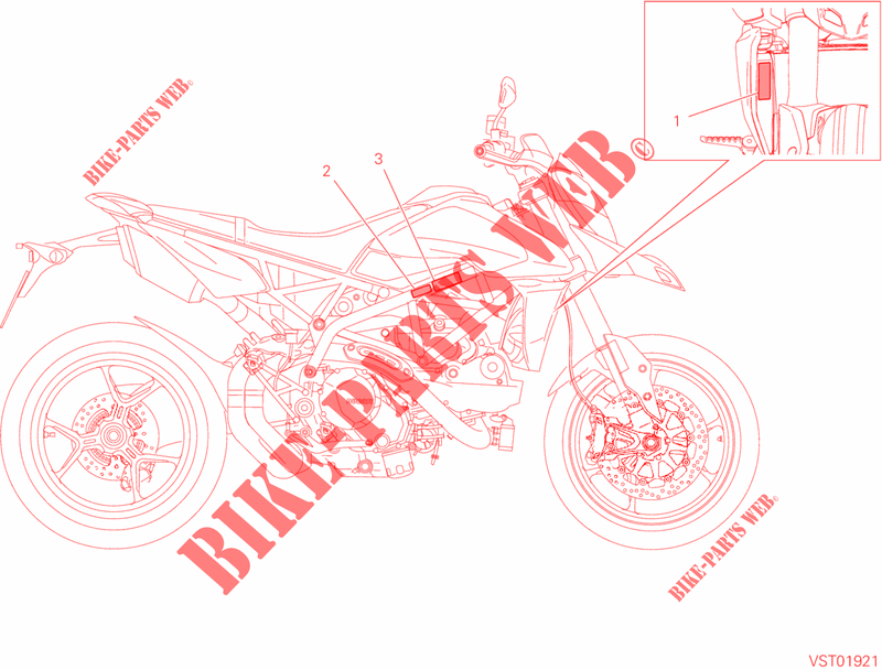 ETIQUETA DE PRECAUCIÓN para Ducati Hypermotard 950 2019