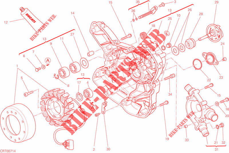 BOMBA AGUA   TAPA ALTERNADOR para Ducati Monster 821 2015
