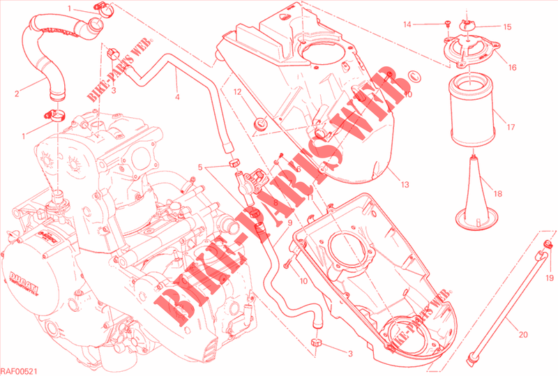 CAJA FILTRO DE AIRE   RESPIRADERO DEL MOTOR para Ducati Monster 1200 S Stripes 2015