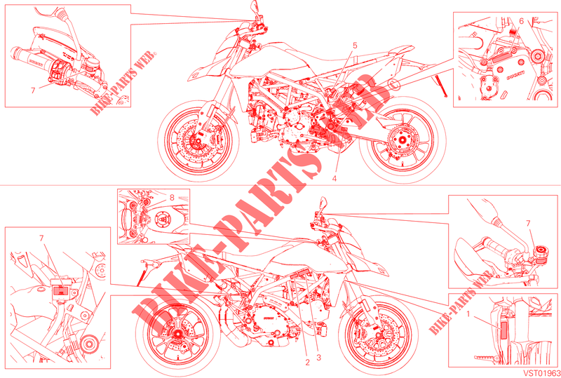 ETIQUETA DE PRECAUCIÓN para Ducati Hypermotard 950 2022